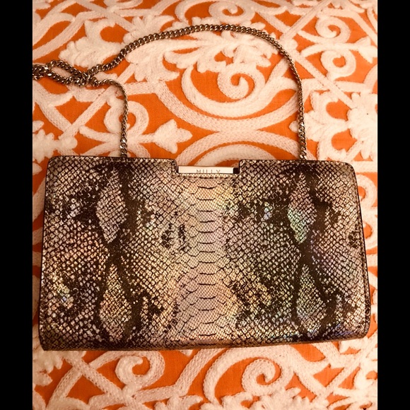 Milly Handbags - Mily black and silver snake patterned clutch